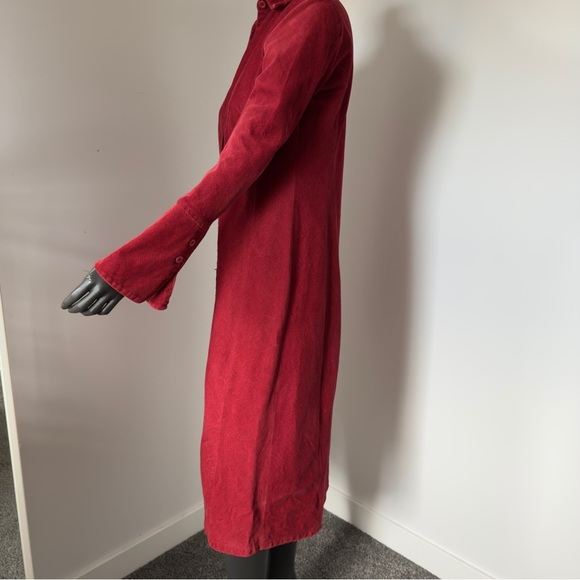 Cotton Ginny Red Corduroy Button Front Midi Dress Size 5 - Picture 4 of 11